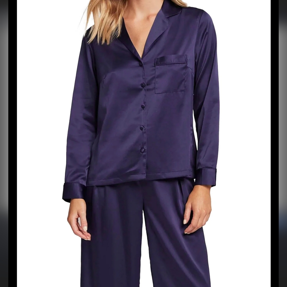 Victoria Secret Satin Pajamas Navy Set size Medium